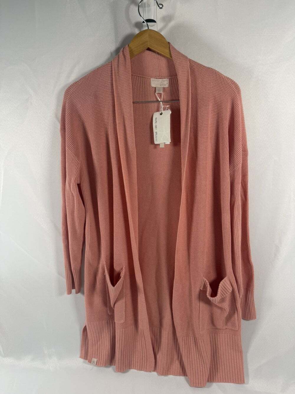Barefoot Dreams LuxeBlend Waffle Knit Cardigan Bella Pink Large NWT